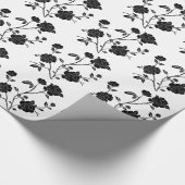 Vintage Art-Schwarz-Blumen Geschenkpapier (Ecke)