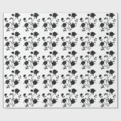 Vintage Art-Schwarz-Blumen Geschenkpapier (Flach)