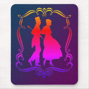 Vintage Art Silhouette Eleganter Mann und Frau Mousepad