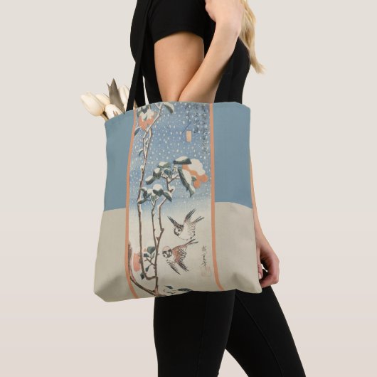 Vintage Art Sparrows und Kamelien Tasche (Von Nahem)