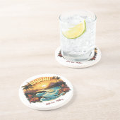 Vintage Art Sunset at Hawaii Beach Mountains Getränkeuntersetzer (Seite)