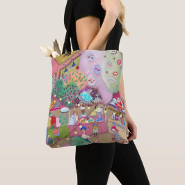 Vintage Art Tote Bag LALATOWN Market Scene Tasche