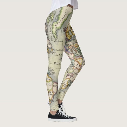 Vintage Art-Weltkarten-Abenteuer-Leggings Leggings (Rechts)