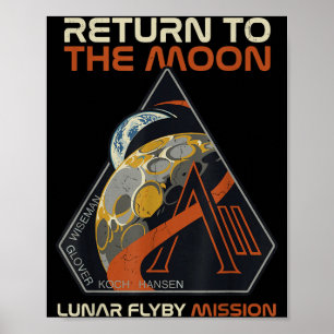 Vintage-Artemis-II-Rückkehr-Mond-Illustration Poster