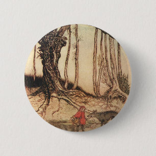Vintage-Arthur-Rackham-Druck Rotkäppchen und Wolf Button