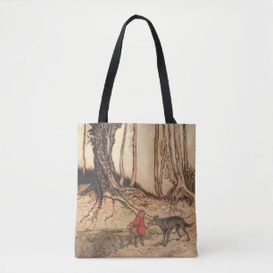 Vintage-Arthur-Rackham-Druck Rotkäppchen und Wolf Tasche
