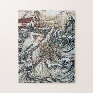 Vintage Arthur Rackham Meerjungfrau-Kunst Undine Puzzle