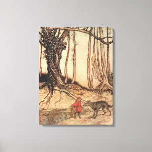 Vintage-Arthur-Rackham-Rotkäppchen-und-Wolf-Druck Leinwanddruck