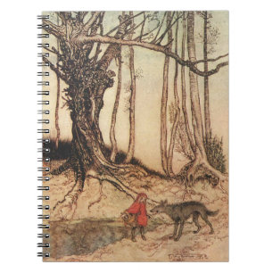 Vintage-Arthur-Rackham-Rotkäppchen-und-Wolf-Druck Notizblock