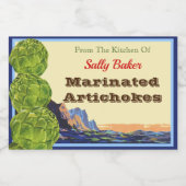 Vintage Artichokes Editable Recicker Lebensmitteletikett (Einzelnes Label)