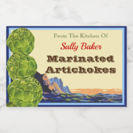 Vintage Artichokes Editable Recicker Lebensmitteletikett