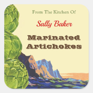 Vintage Artichokes Editable Recicker Quadratischer Aufkleber