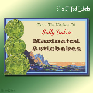 Vintage Artischocken Editable 3" x 2" Lebensmitteletikett