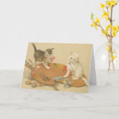 Vintage Artist Kitten Note Card Karte (Gelbe Blume)