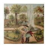 Vintage Artland-Gartenszene Fliese (Vorderseite)