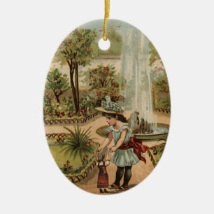 Vintage Artland-Gartenszene Keramik Ornament