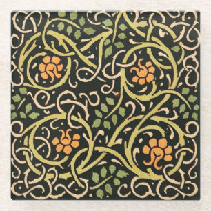 Vintage Arts and Crafts Blumenmuster Roycroft Glasuntersetzer