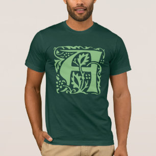 Vintage Arts Crafts Grün William Morris Monogramm T-Shirt