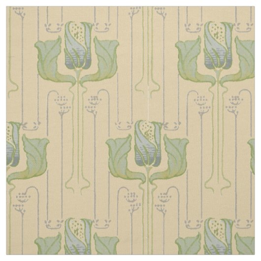 Vintage Arts & Crafts Stil Tulpenmuster Stoff (Muster)