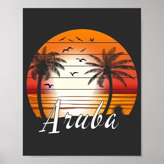 Vintage Aruba Palmen Sommer Strand Poster (Vorne)