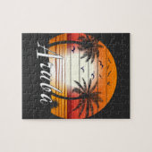 Vintage Aruba Palmen Sommer Strand Puzzle (Horizontal)