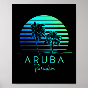 Vintage Aruba Strand Vibes Urlaubs-Souvenir Poster