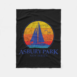 Vintage Asbury Park New Jersey Segelboot Souvenir Fleecedecke