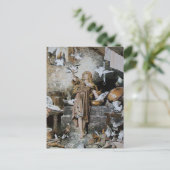 Vintage Aschenputtel Fütternd Vögel Postkarte (Stehend Vorderseite)