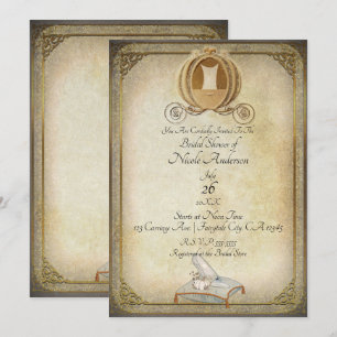 Vintage-Ascheputtel-Kutsche Pantoffel Brautdusche Einladung