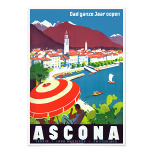 Vintage Ascona Schweiz Reiseplakat Fotodruck