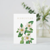 Vintage Asheville-Blume Mitte Jahrhundert Postkarte (Stehend Vorderseite)