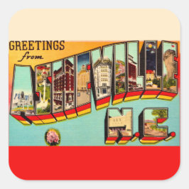 Vintage Asheville NC Postcard Quadratischer Aufkleber