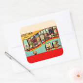 Vintage Asheville NC Postcard Quadratischer Aufkleber (Umschlag)