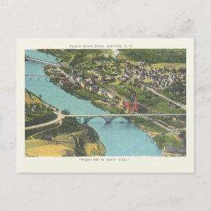Vintage Asheville North Carolina FrenchBroad River Postkarte