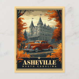 Vintage Asheville, North Carolina Postkarte