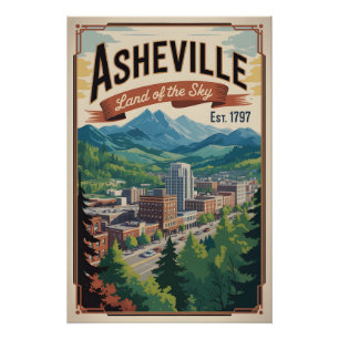 Vintage Asheville North Carolina Retro-Reise  Poster