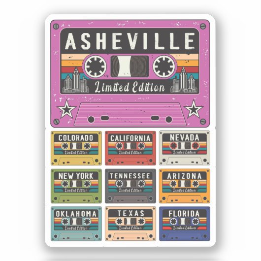 Vintage Asheville Stadtrundfahrt Aufkleber (Vorderseite)