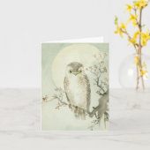 Vintage Asiatisch-Kunst Eule Notecard Karte (Gelbe Blume)