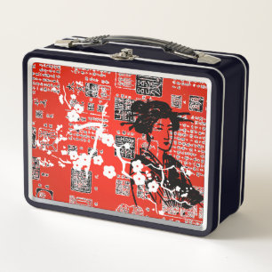 Vintage asiatische Collage Metall Brotdose