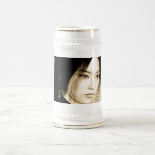 Vintage-Asiatische-Frauenporträt-Kunst Bierglas