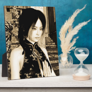 Vintage-Asiatische-Frauenporträt-Kunst Fotoplatte
