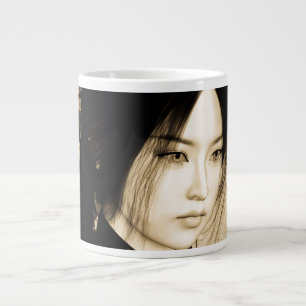 Vintage-Asiatische-Frauenporträt-Kunst Jumbo-Tasse