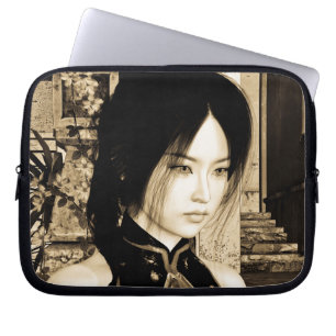 Vintage-Asiatische-Frauenporträt-Kunst Laptopschutzhülle