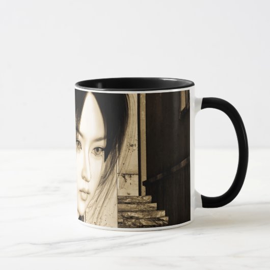 Vintage-Asiatische-Frauenporträt-Kunst Tasse (Rechts)