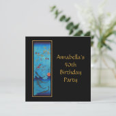 Vintage Asiatische Haie Art 50. Geburtstag Einladung (Stehend Vorderseite)