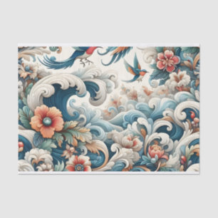 Vintage asiatische Inspiriert Wasserfarbenfloralwe Seidenpapier