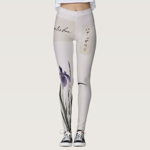 Vintage asiatische Iris-Blumen ganz über Leggings