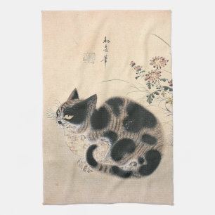 Vintage-Asiatische-Katze-Küchenhandtuch Geschirrtuch