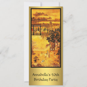 Vintage asiatische Kunst Gold 50. Geburtstag Einladung