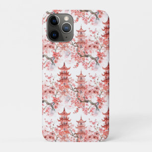 Vintage asiatische Pagode rosa Blüten Landschaftsk Case-Mate iPhone Hülle